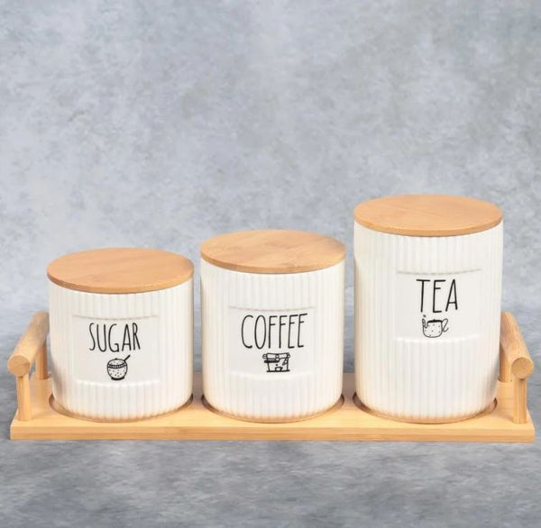 Modern Ceramic Jar Set – Coffee, Tea & Sugar