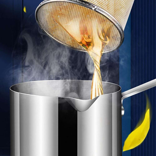 Stianless Steel Deep Fryer with Stainer & Detachable Handle