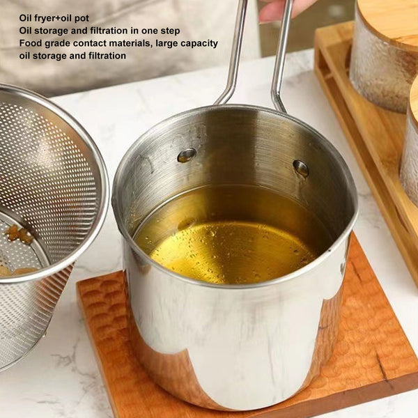 Stianless Steel Deep Fryer with Stainer & Detachable Handle
