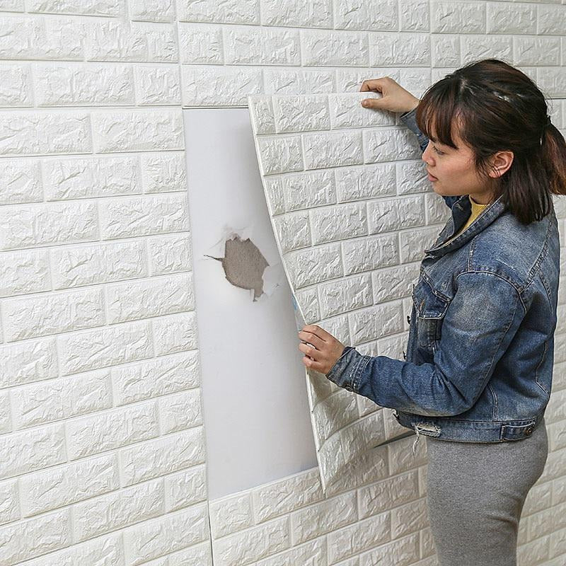 White 3d Brick Wallpaper Sheets