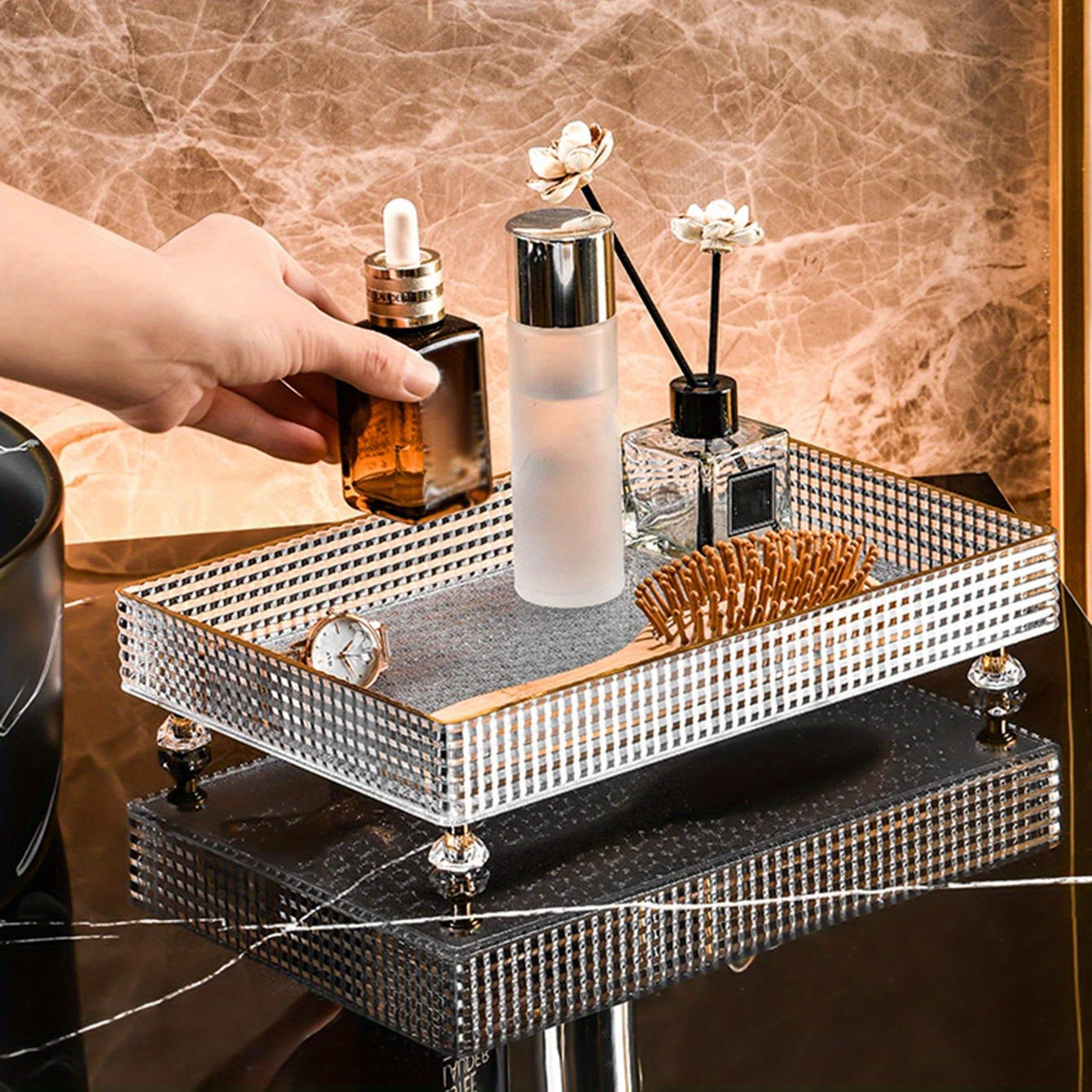 Glitter Vanity Organizer Tray