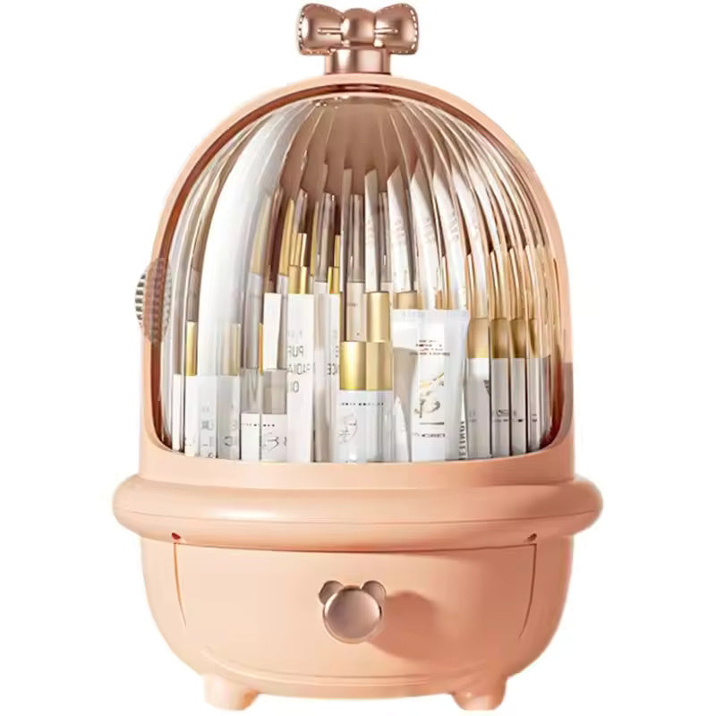Stylish 360° Rotate Makeup Organizer Large Cosmetic Storage Box for Vanity All-In-One Dust and Water-Proof Organizer