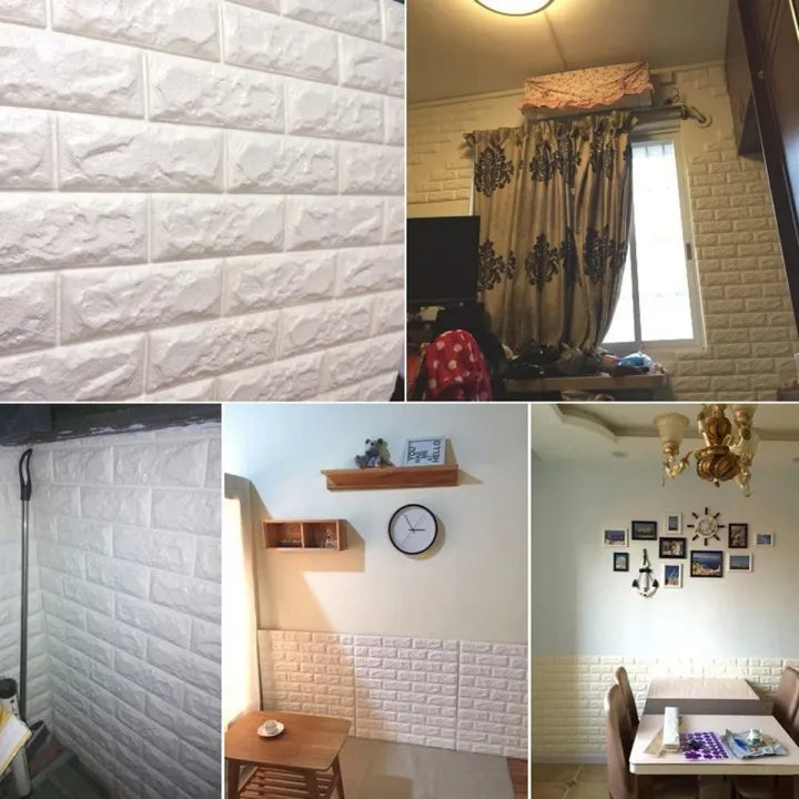 White 3d Brick Wallpaper Sheets