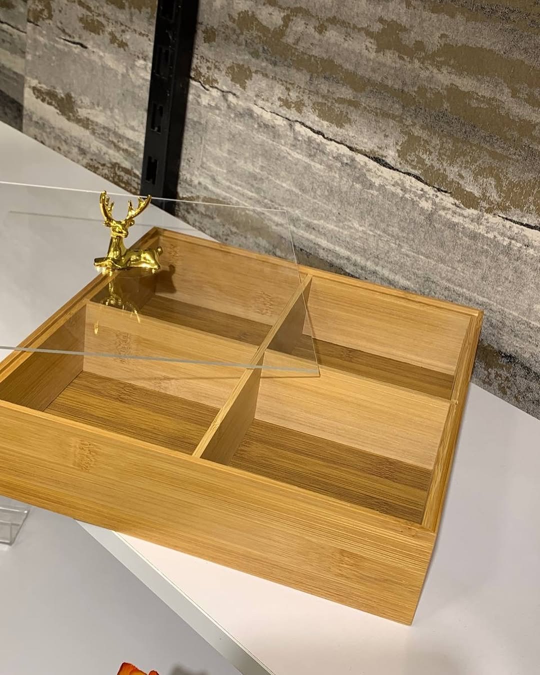 BAMBOO 4 PARTITION DRYFRUIT TRAY - Square