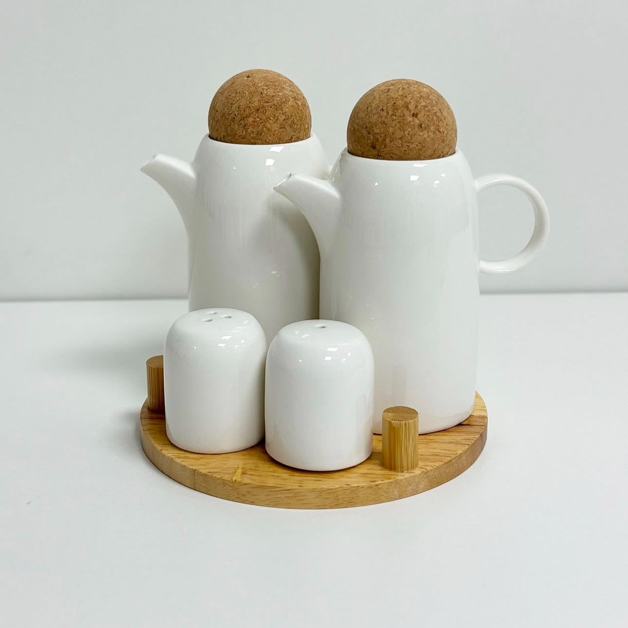 Elegant 4-in-1 Seasoning Container Set with Wooden Stand