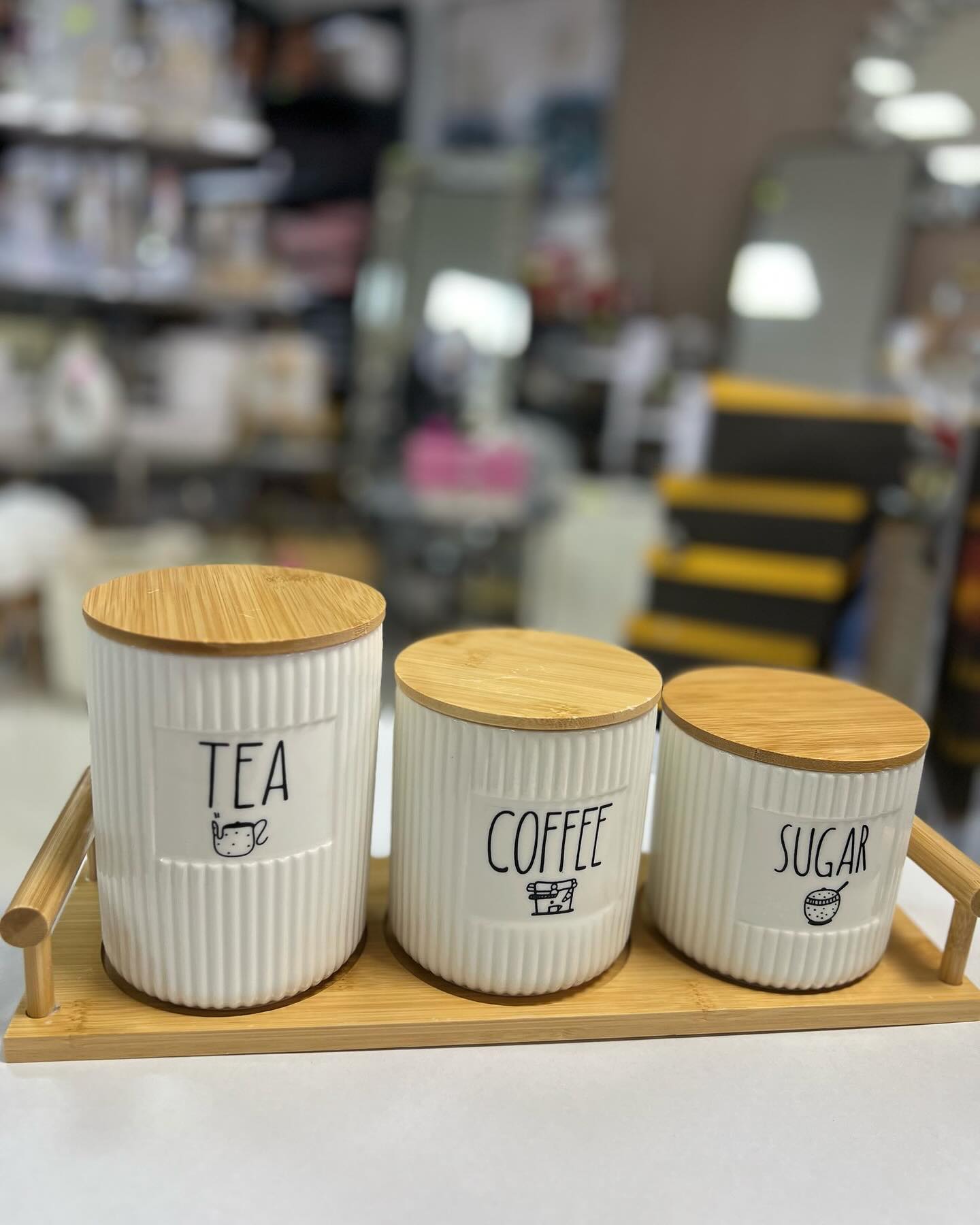 Modern Ceramic Jar Set – Coffee, Tea & Sugar