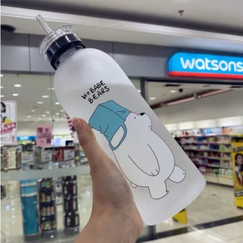 Panda Bear Water Bottle with Straw