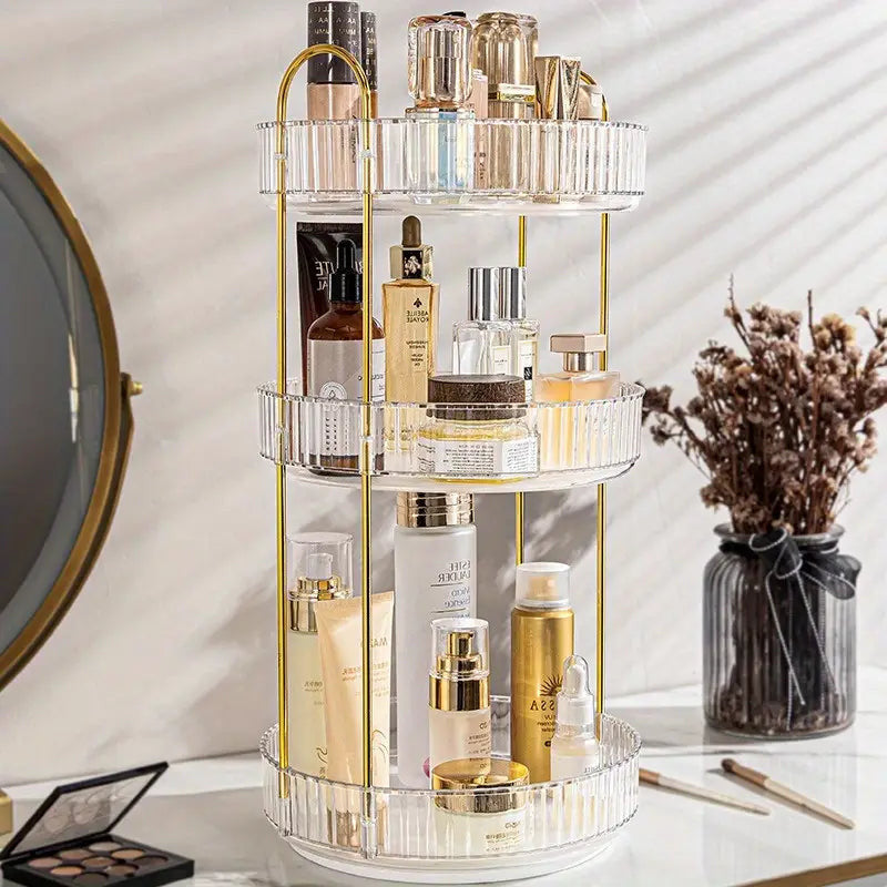 LUXURY 360° VANITY ORGANIZER – ROTATABLE MAKEUP STORAGE HOLDER