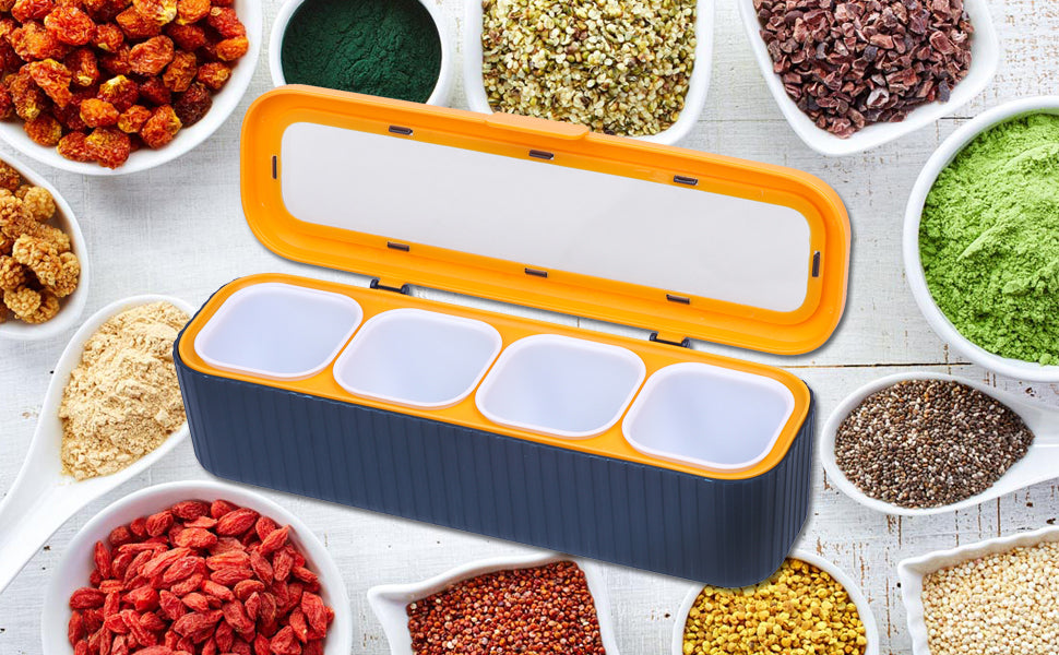 4-Compartment Seasoning Jar Storage Container