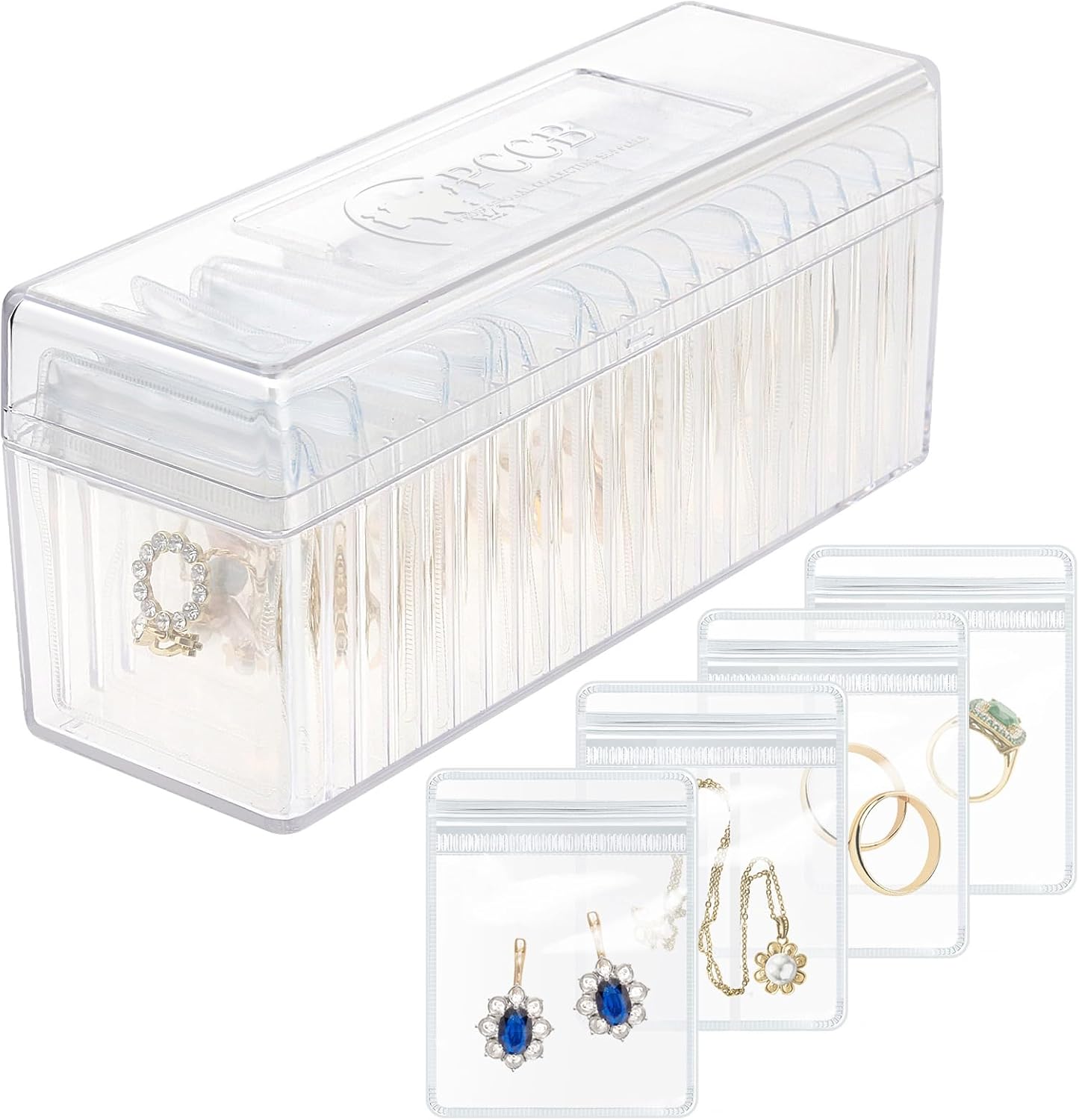 Transparent Jewelry Box with 20 Anti-Fouling Pouches