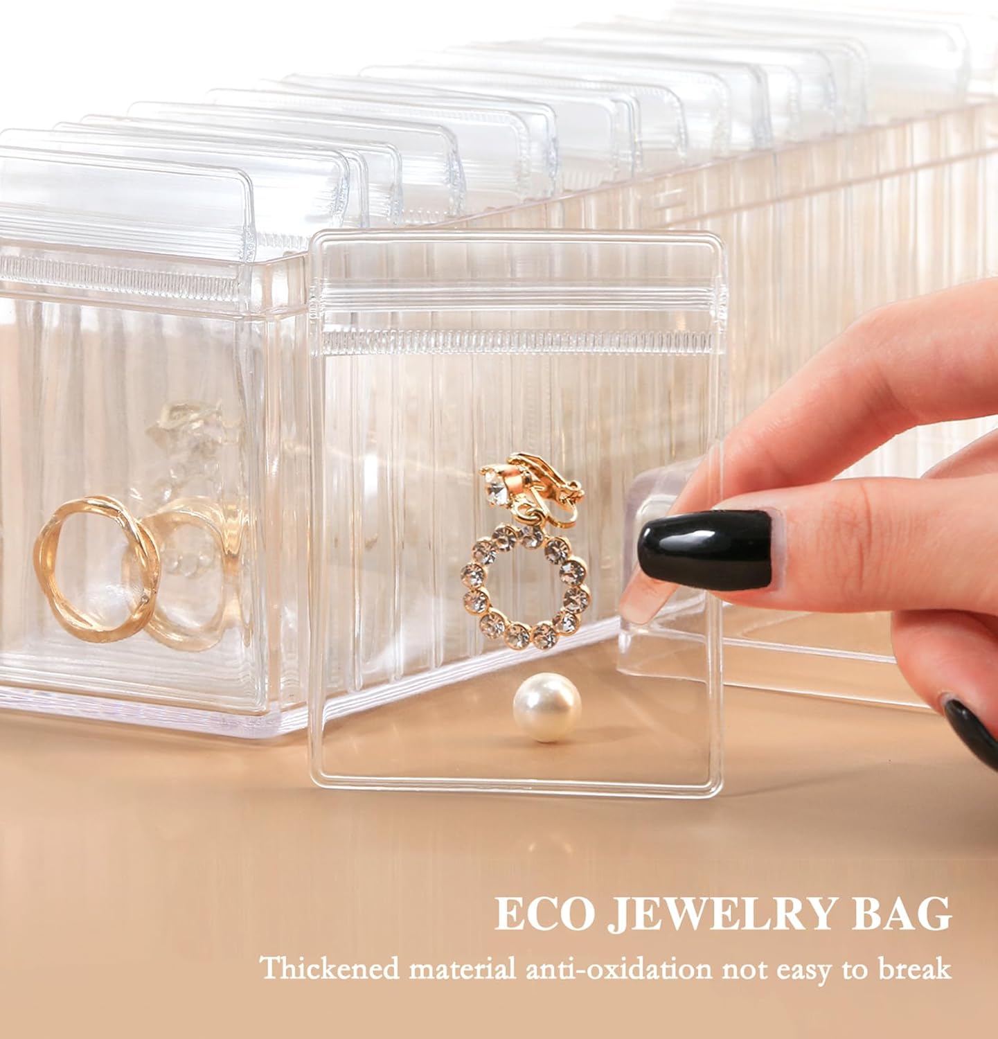 Transparent Jewelry Box with 20 Anti-Fouling Pouches
