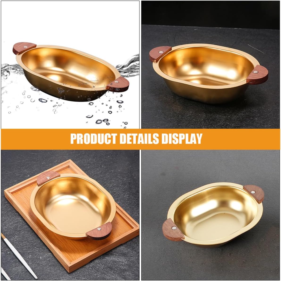 Golden Greavy Bowl with Wooden Handle