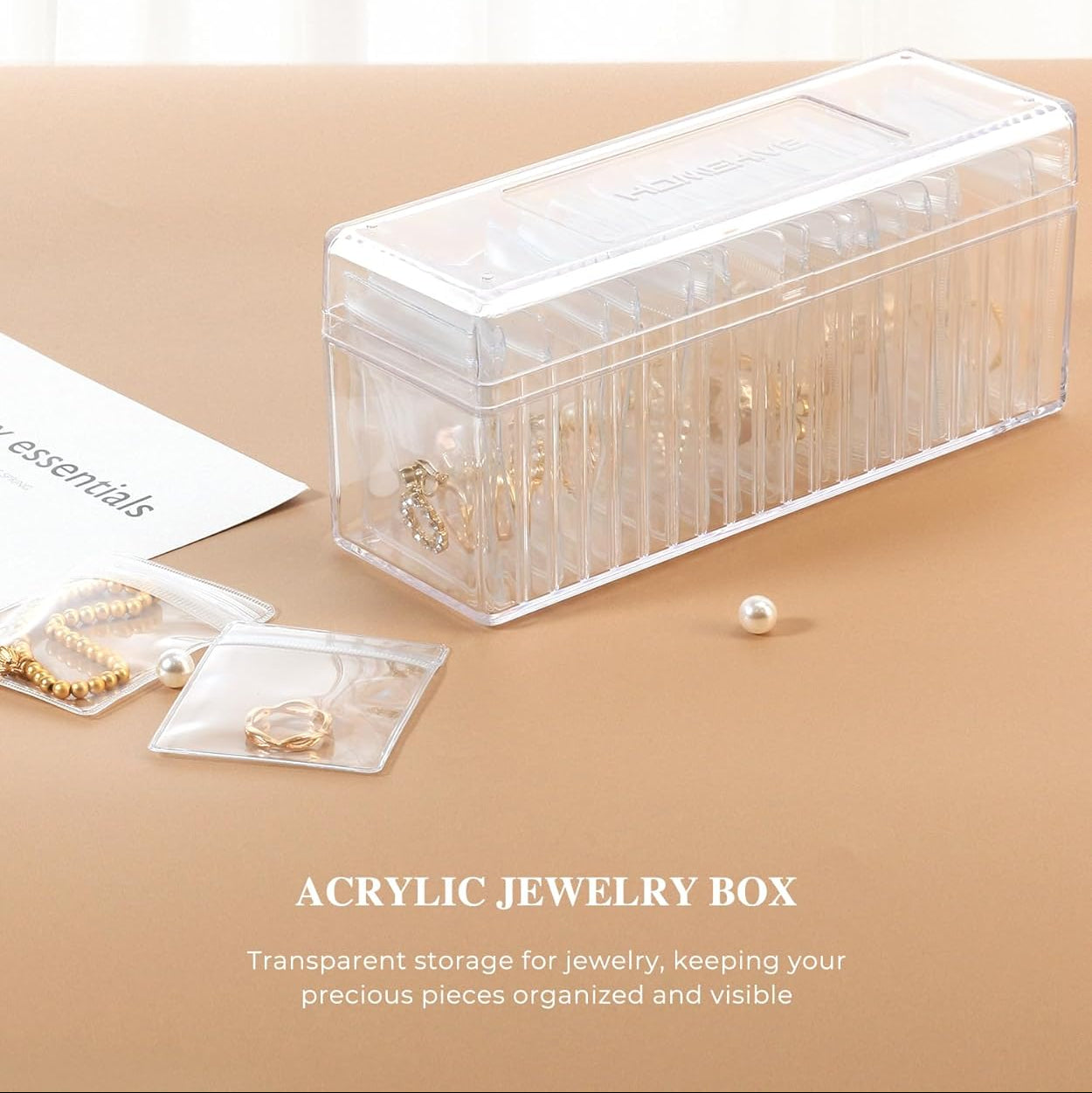 Transparent Jewelry Box with 20 Anti-Fouling Pouches