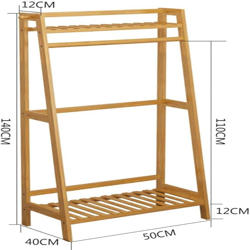 Bamboo Wood 2-Tier Coat & Hat Rack Stand