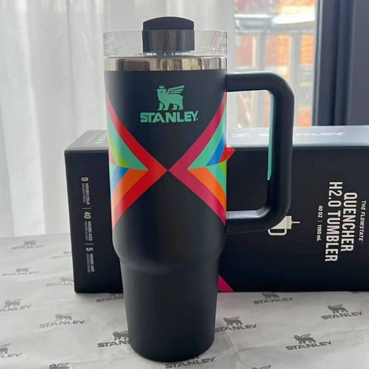 Stanley The Quencher H2.O Tumbler Black Hyper Geometric