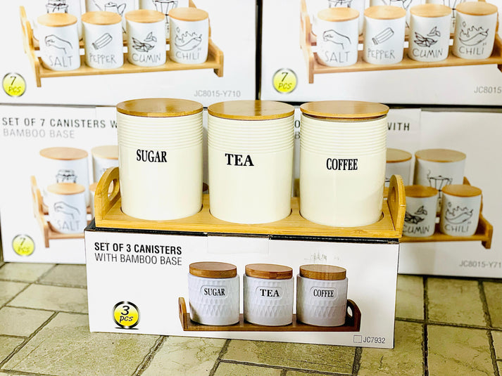 Bamboo Base Storage Canisters – Set of 3
