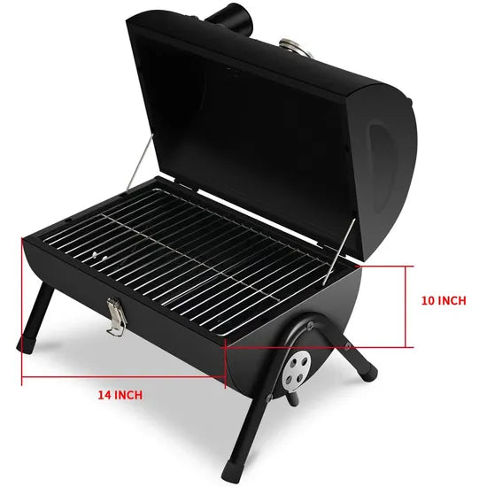 Cylinder BBQ Grill with Wooden Handle