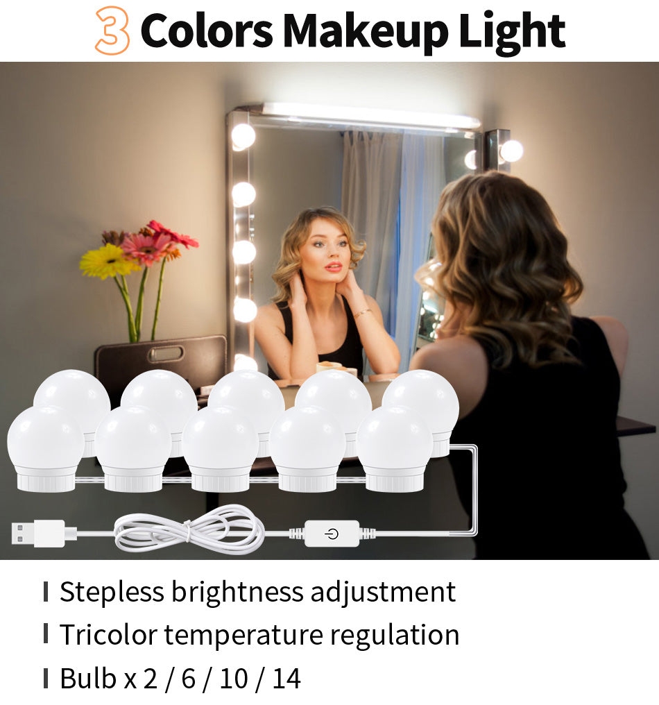 10 Pcs Vanity Mirror Bulbs – 3 Light Modes
