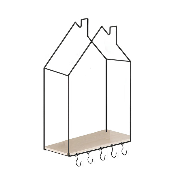 Hut Style Wall Shelf With Hooks