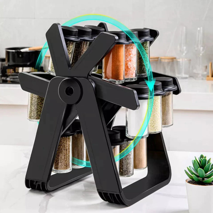 Rotating Spice Rack With 18 Jars