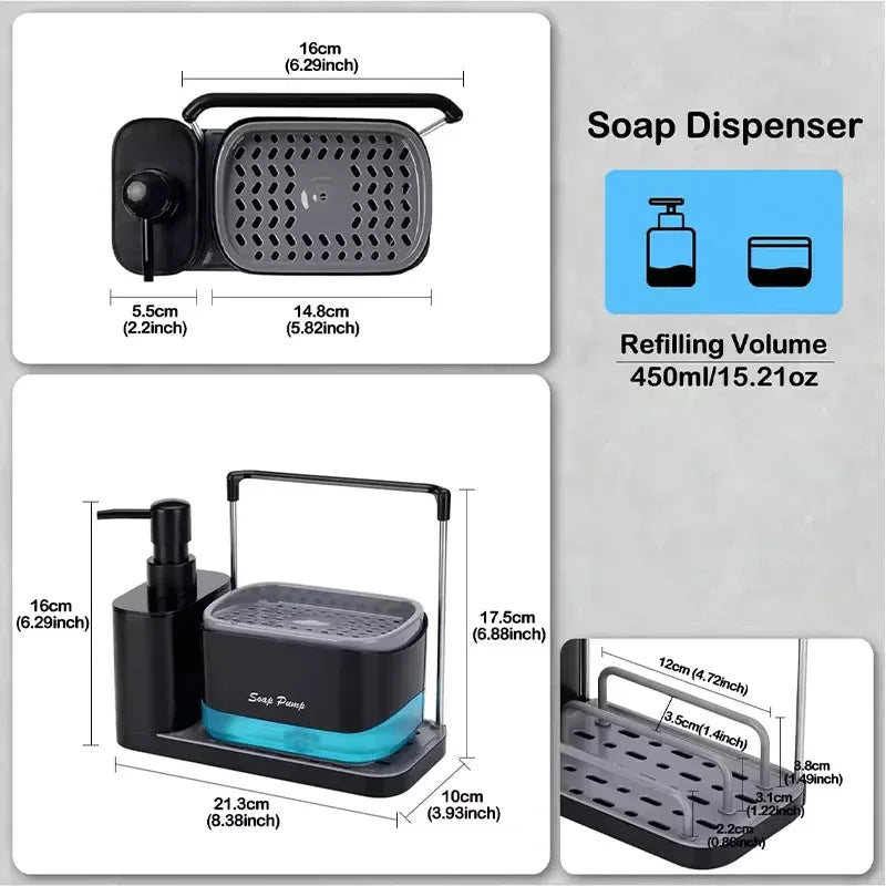 Multi-Functional Kitchen Soap Dispenser with Sponge Holder