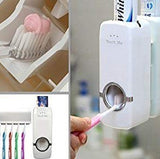 Touch Me Press Toothpaste Dispenser With Toothbrush Holder