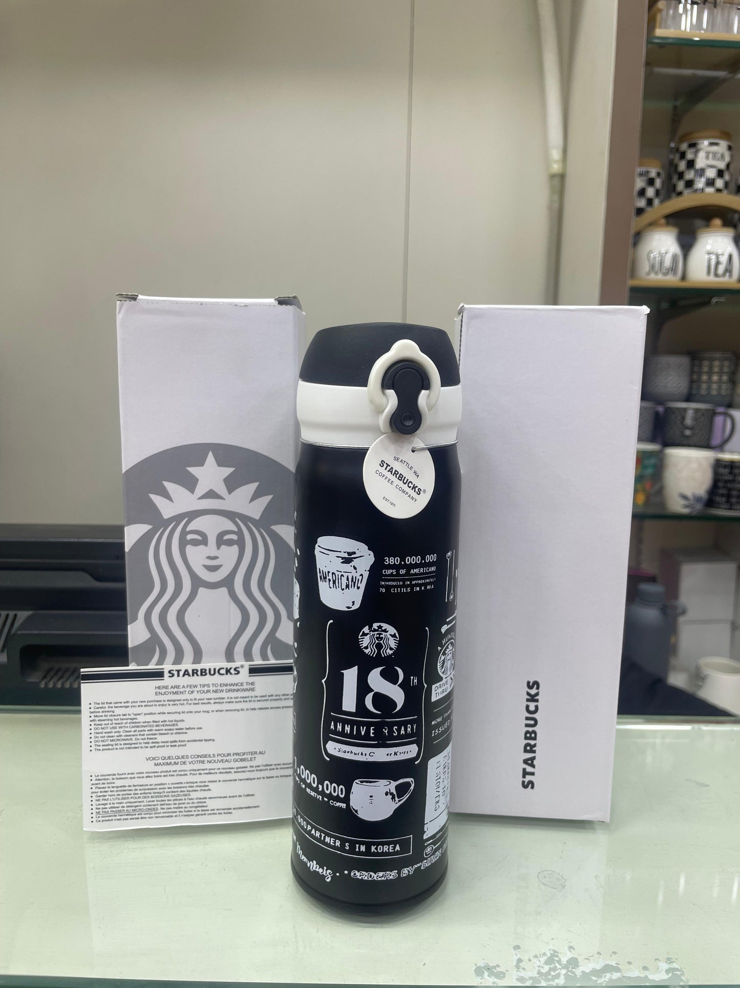 Starbucks 18th Anniversary Black Thermos Bottle – Black - 500ml