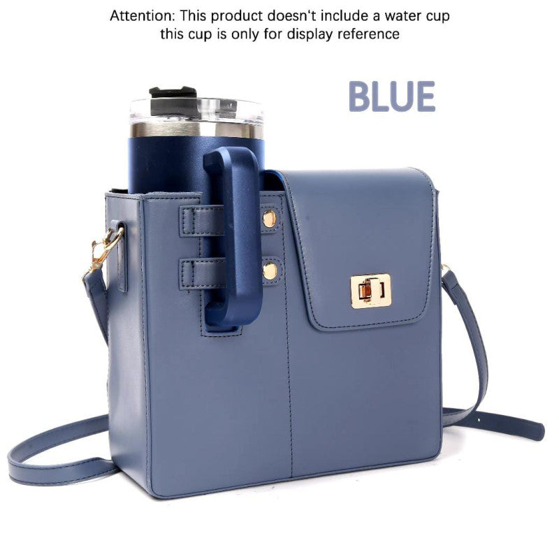 Leather Crossbody Bag with Cup Holder