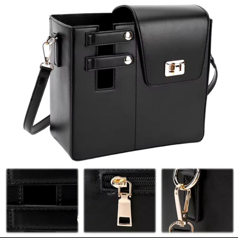 Leather Crossbody Bag with Cup Holder