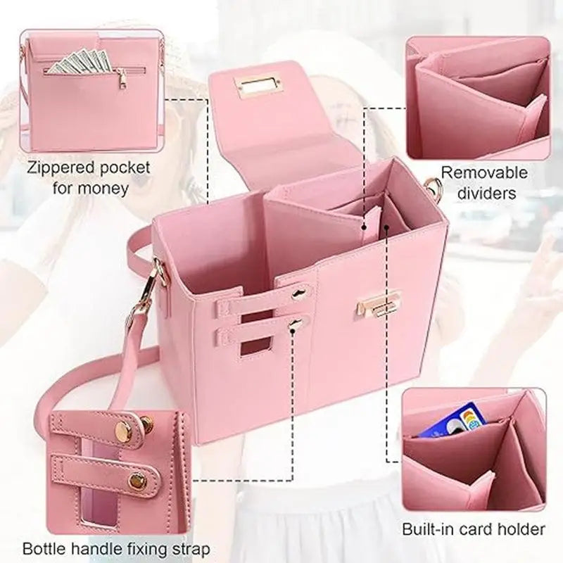 Leather Crossbody Bag with Cup Holder