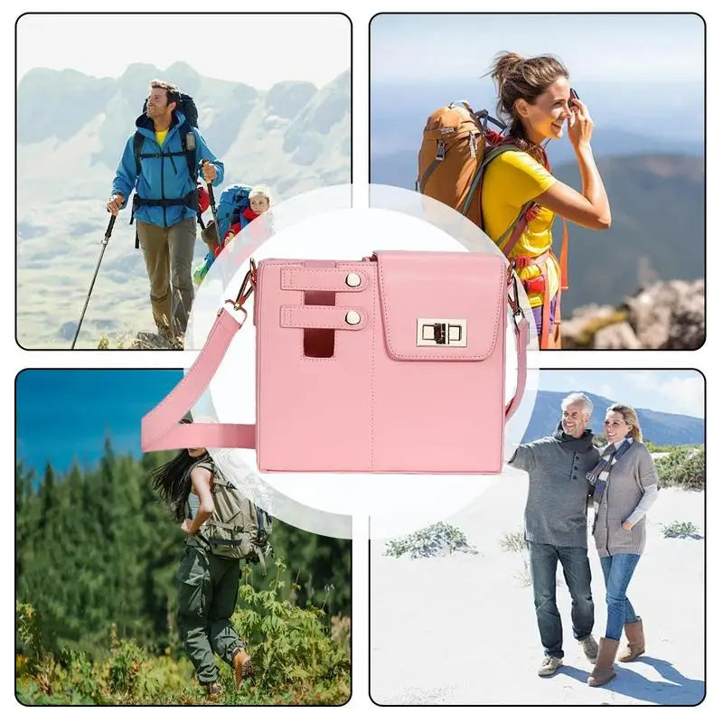 Leather Crossbody Bag with Cup Holder