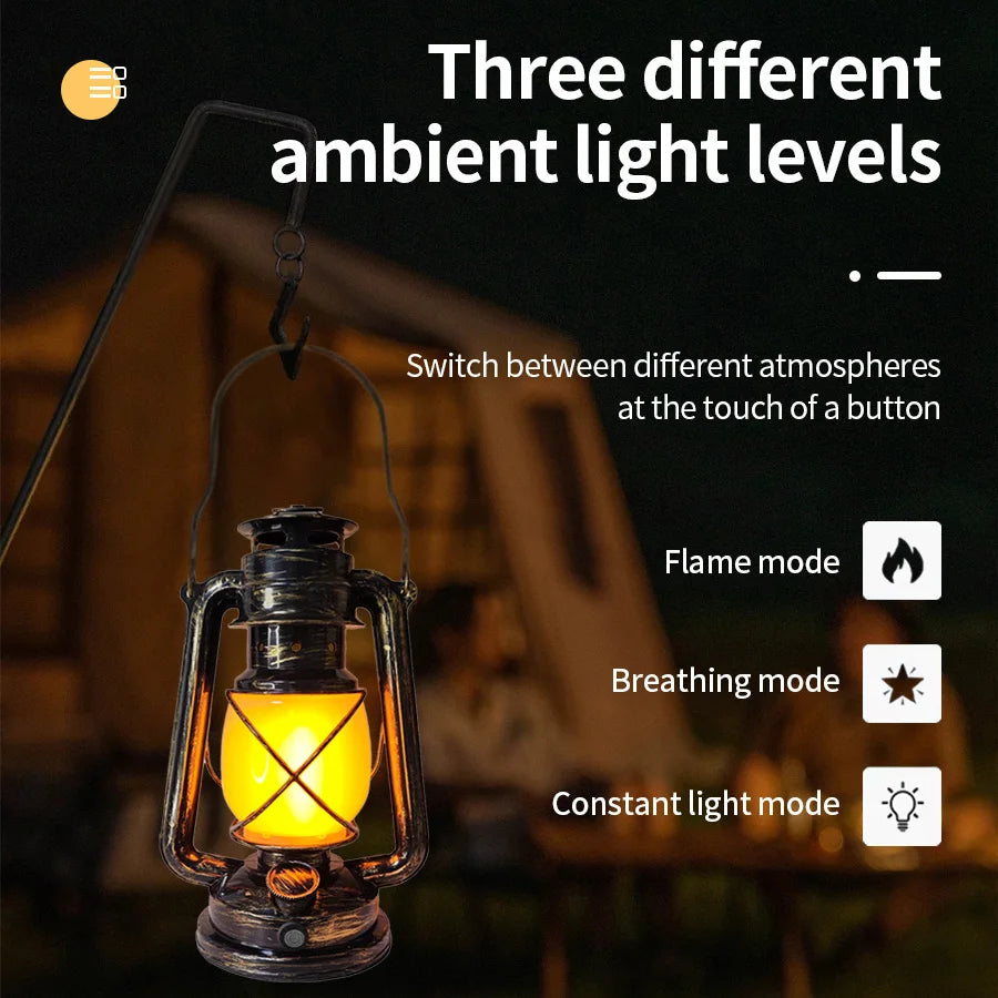 Vintage LED Kerosene Lantern – 35CM Sensor Night Lamp