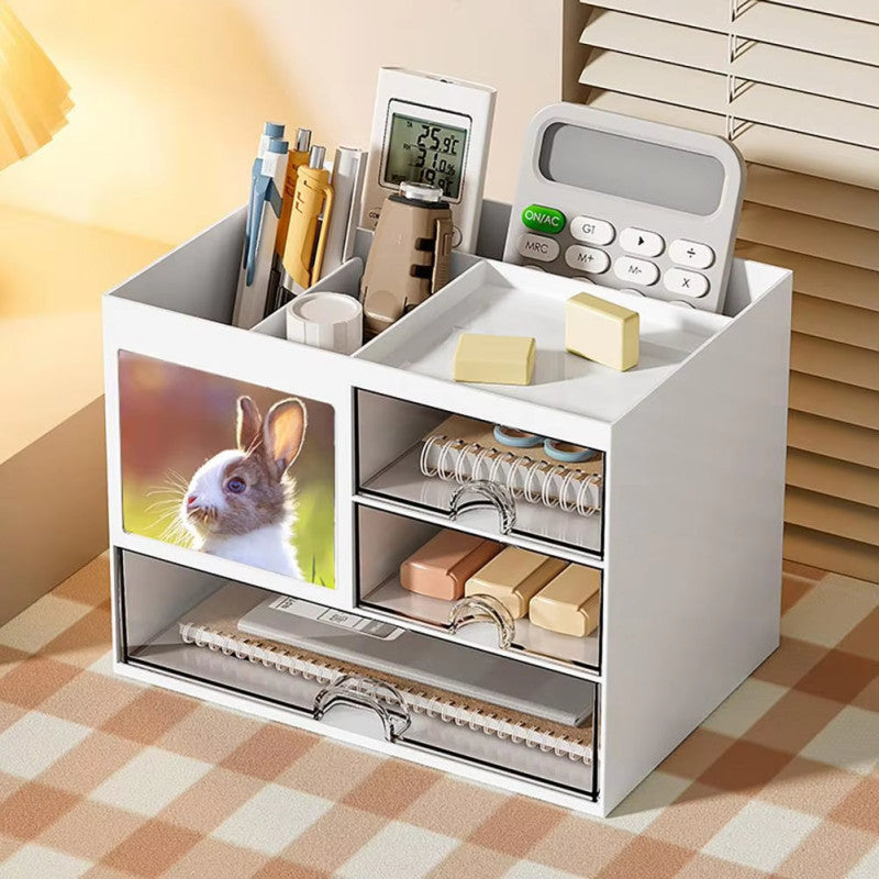 Desktop Organizer Drawer Box With Pen Holder