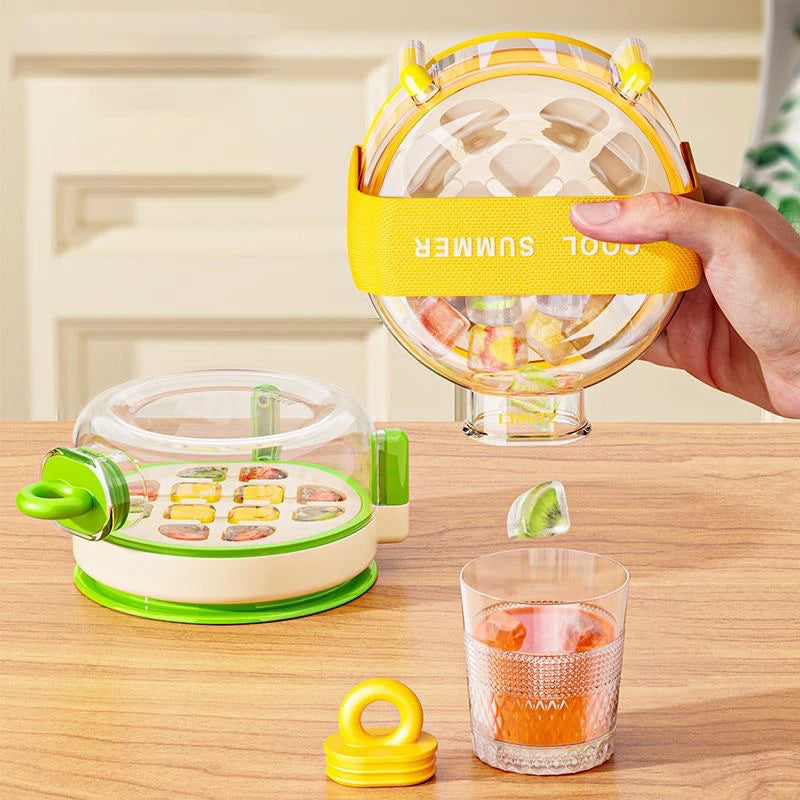 Round Beverage Dispenser with Ice Cube Maker