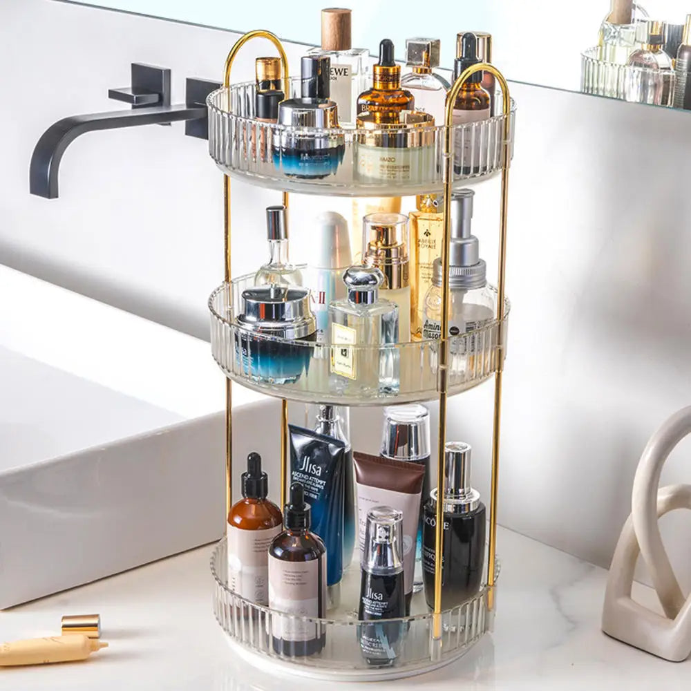 360° Rotating PET Cosmetic Organizer – 3 Tier