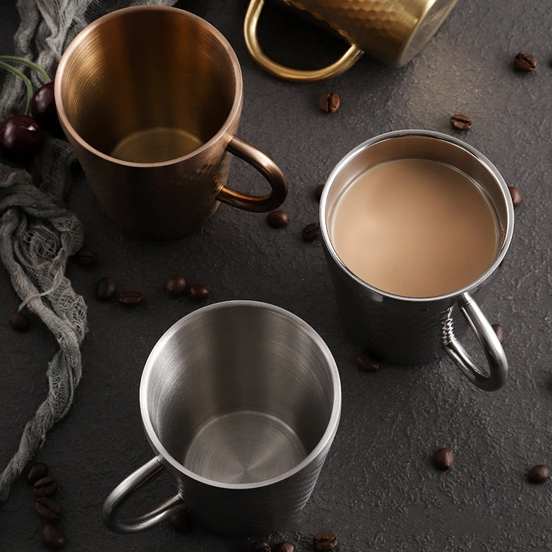 Hammered Texture Golden Coffee Cup