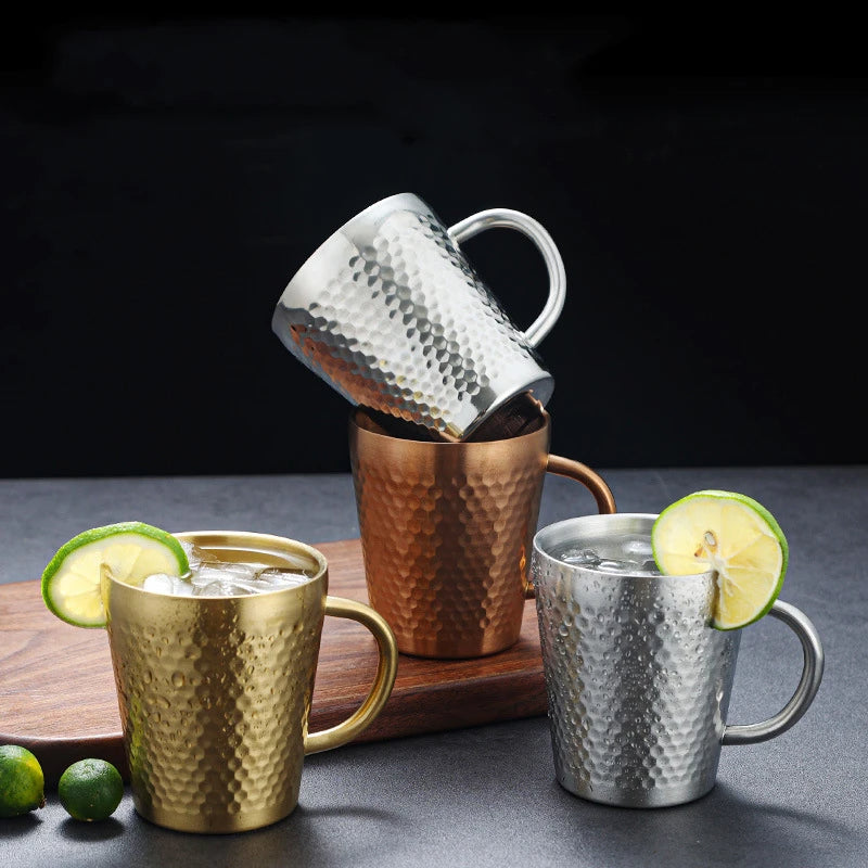 Hammered Texture Golden Coffee Cup