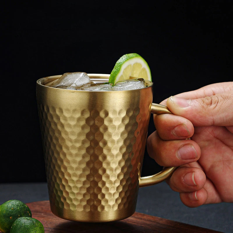 Hammered Texture Golden Coffee Cup