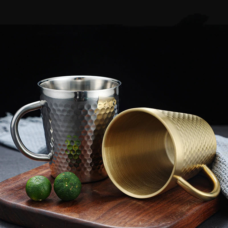 Hammered Texture Golden Coffee Cup