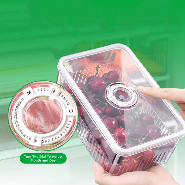 Refrigerator Food Storage Container With Time Recorder