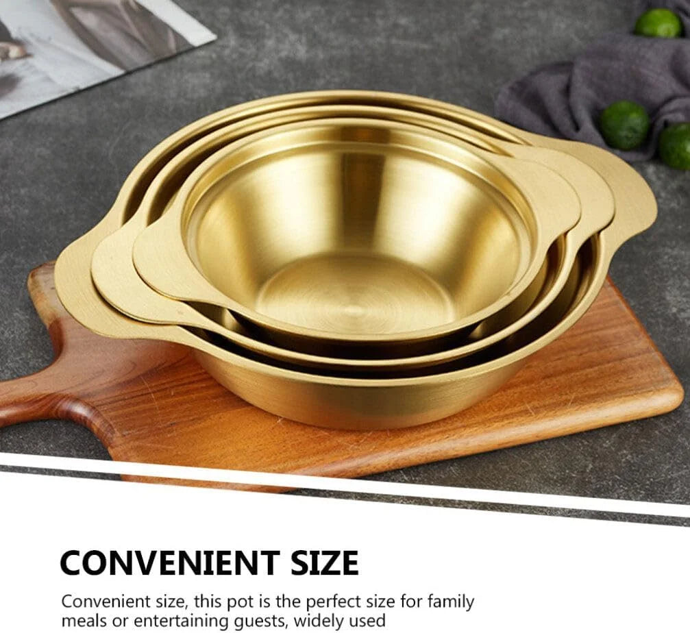 Golden Cooking Pot with Wooden Knob