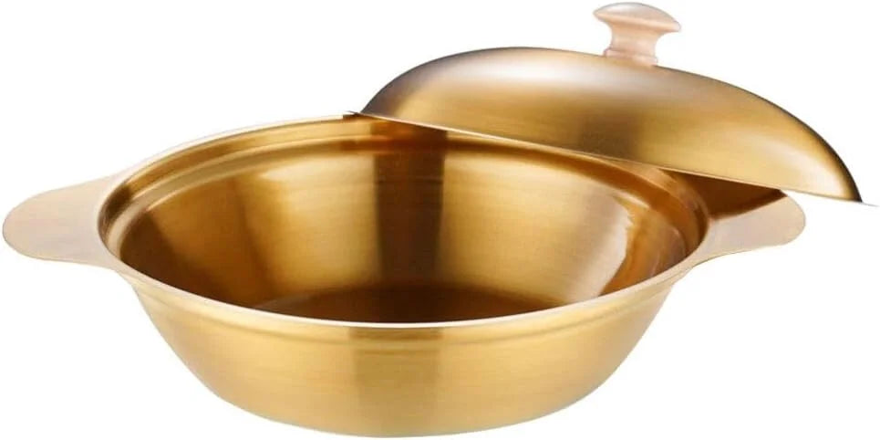 Golden Cooking Pot with Wooden Knob