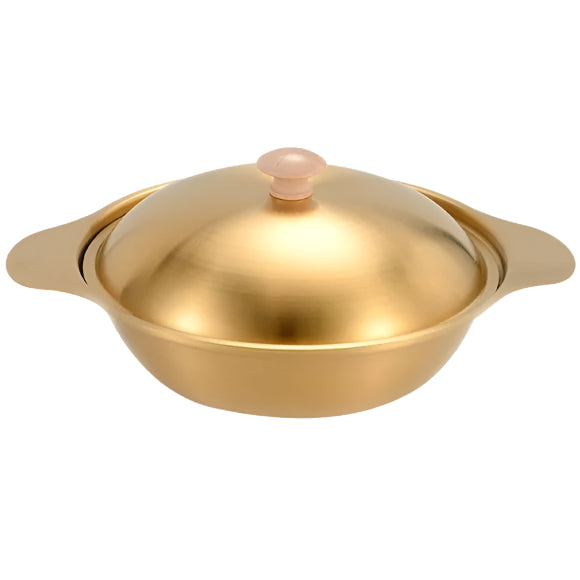 Golden Cooking Pot with Wooden Knob