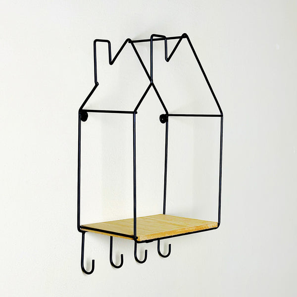 Hut Style Wall Shelf With Hooks