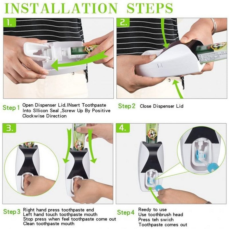 Automatic Toothpaste Dispenser With Toothbrush Holder Organizer Set