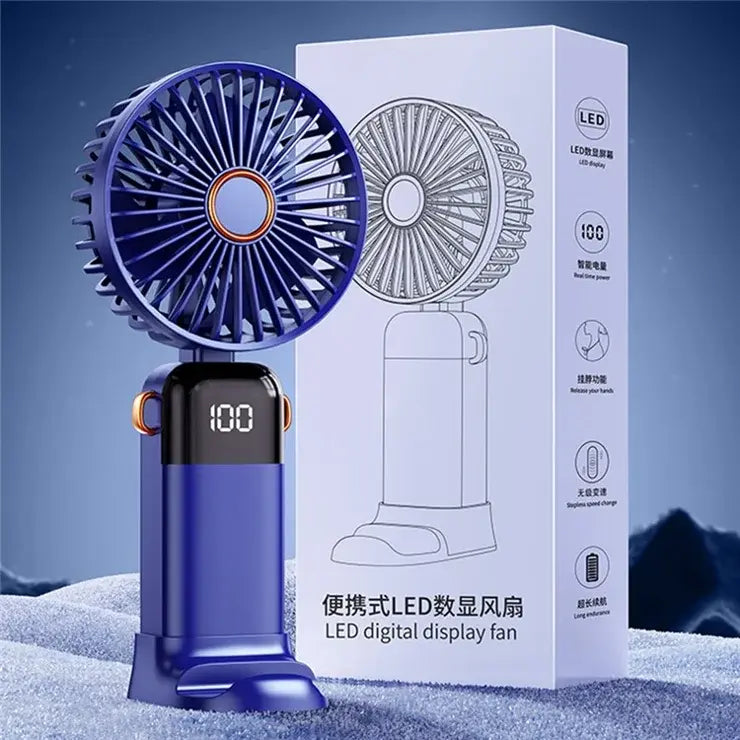 Portable Hand-held Folding Desk Fan - 5 Speed