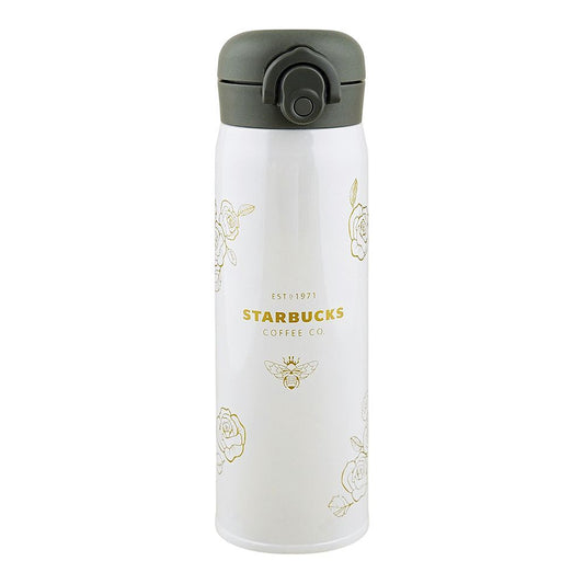 Starbucks Camellia Thermos Water Bottle - Off White - D-4
