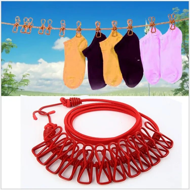 Stretchable Clothes line with 12 Clips