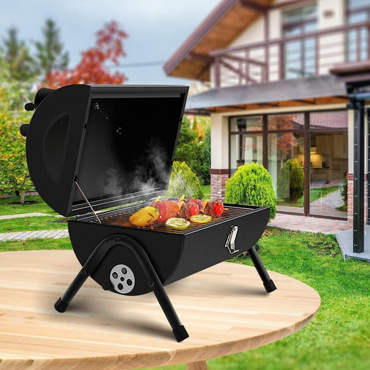 Cylinder BBQ Grill with Wooden Handle
