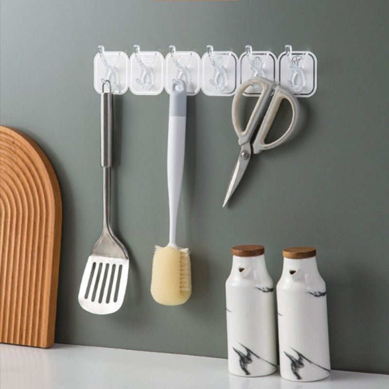 Wall-mounted Six Row Sticky Hook Home Storage Tools Wall Hook Wall Hanger